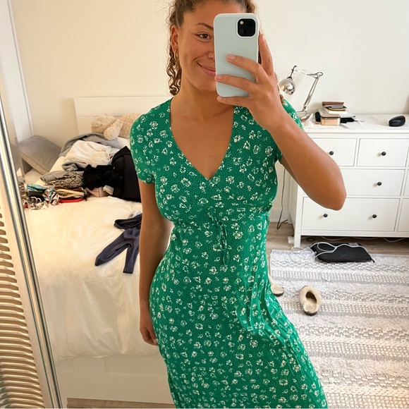 Obey green long dress with little flowers - Picture 5 of 7